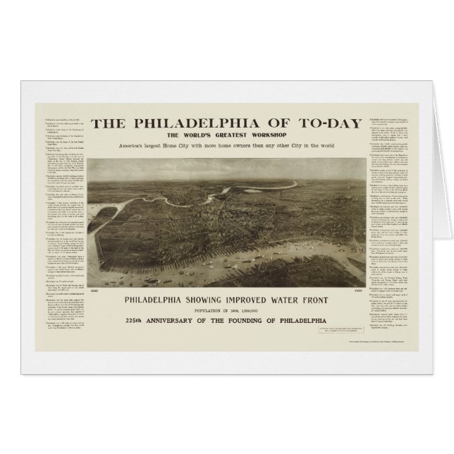 Philadelphia, panoramische Karte PAs - 1908 (Vorderseite (Horizontal))
