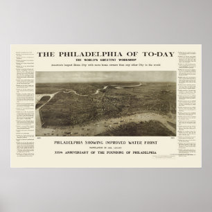Philadelphia, panoramische Karte PAs - 1908 Poster