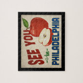 Philadelphia Pennsylvania Apple - Vintage Travel Puzzle (Vertikal)