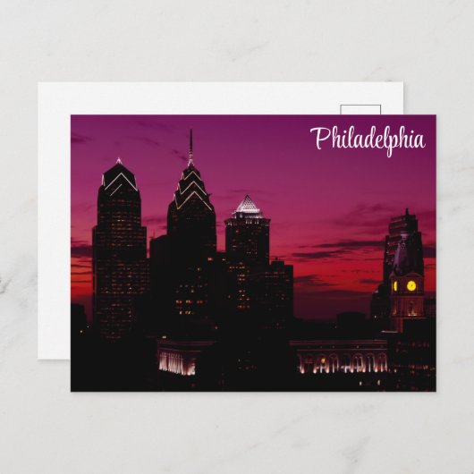 Philadelphia Pennsylvania City Skyline bei Sunset Postkarte (Vorne/Hinten)