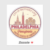 Philadelphia Pennsylvania City Skyline Emblem Aufkleber (Blatt)
