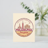 Philadelphia Pennsylvania City Skyline Emblem Postkarte (Stehend Vorderseite)