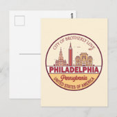 Philadelphia Pennsylvania City Skyline Emblem Postkarte (Vorne/Hinten)