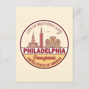Philadelphia Pennsylvania City Skyline Emblem Postkarte