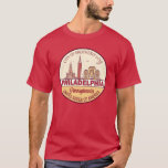 Philadelphia Pennsylvania City Skyline Emblem T-Shirt<br><div class="desc">Philadelphia minimalistisches,  farbenfrohes Kunstdesign mit Denkmälern und Sehenswürdigkeiten der Stadt in Pennsylvania.</div>