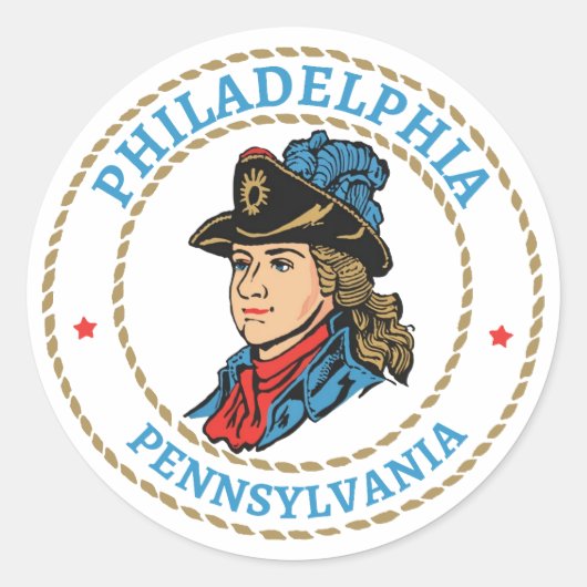 Philadelphia Pennsylvania Colonial Runder Aufkleber (Vorderseite)