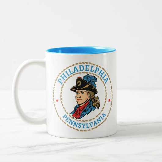 Philadelphia Pennsylvania Colonial Zweifarbige Tasse (Links)