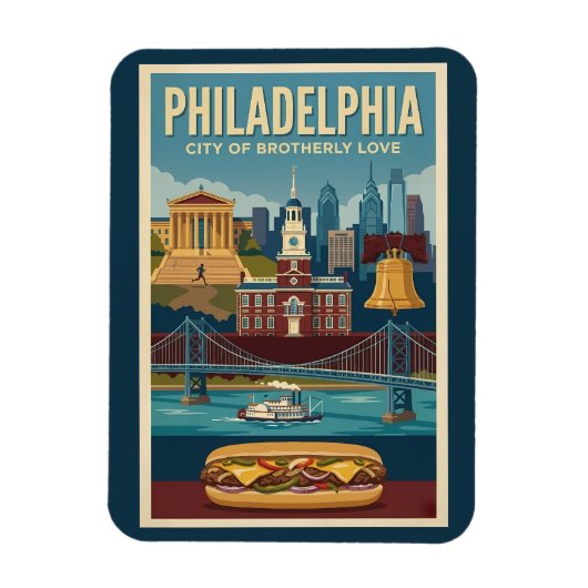 Philadelphia Pennsylvania Culture Illustration Art Magnet (Vertikal)