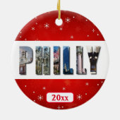Philadelphia Pennsylvania Foto Weihnachten Keramik Ornament (Hinten)
