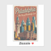 Philadelphia Pennsylvania Illustration Travel Art Aufkleber (Blatt)