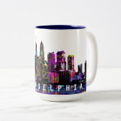 Philadelphia, Pennsylvania in Graffiti Zweifarbige Tasse (VorderseiteRechts)