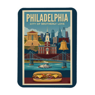 Philadelphia Pennsylvania Kultur Illustration Kuns Magnet