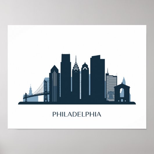 Philadelphia, Pennsylvania | Monochromatische Stad Poster (Vorne)