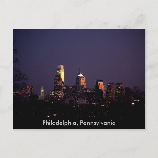 Philadelphia, Pennsylvania, Nachts Skyline Postkarte (Vorderseite)