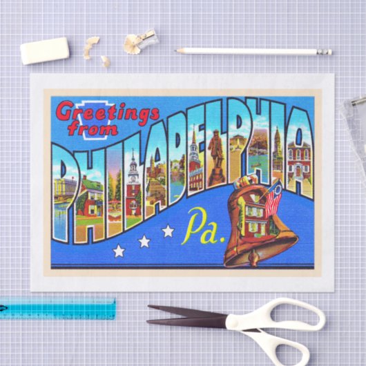 Philadelphia Pennsylvania PA Großer Brief Postkart Seidenpapier (Handwerk)