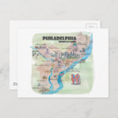 Philadelphia Pennsylvania Retro Vintage Karte (Vorne/Hinten)