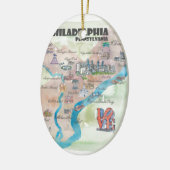 Philadelphia Pennsylvania Retro Vintage Karte Keramik Ornament (Links)