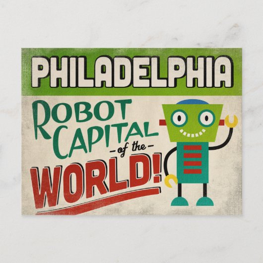Philadelphia Pennsylvania Robot - Funny Vintag Postkarte (Vorderseite)