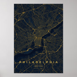 Philadelphia Pennsylvania stilisierter Kartendruck Poster