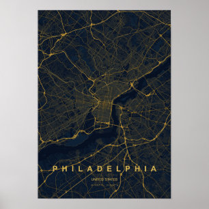 Philadelphia Pennsylvania stilisierter Kartendruck Poster