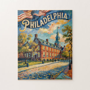Philadelphia Pennsylvania US Retro Van Gogh Reise Puzzle