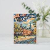 Philadelphia Pennsylvania US Retro Van Gogh Travel Postkarte (Stehend Vorderseite)