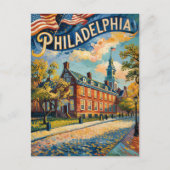 Philadelphia Pennsylvania US Retro Van Gogh Travel Postkarte (Vorderseite)