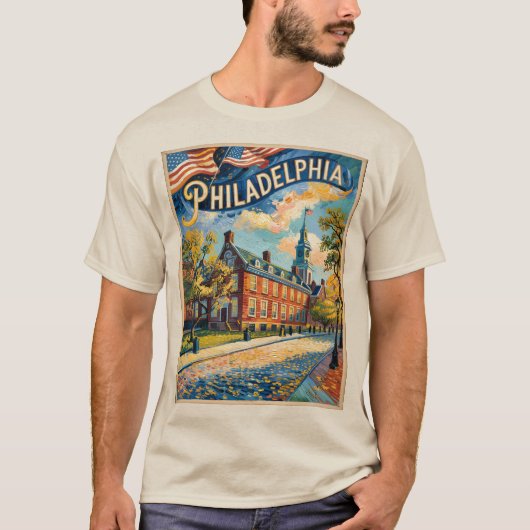 Philadelphia Pennsylvania US Retro Van Gogh Travel T-Shirt (Vorderseite)