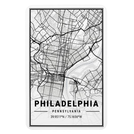 Philadelphia Pennsylvania USA Travel City Map Magnet (Vertikal)