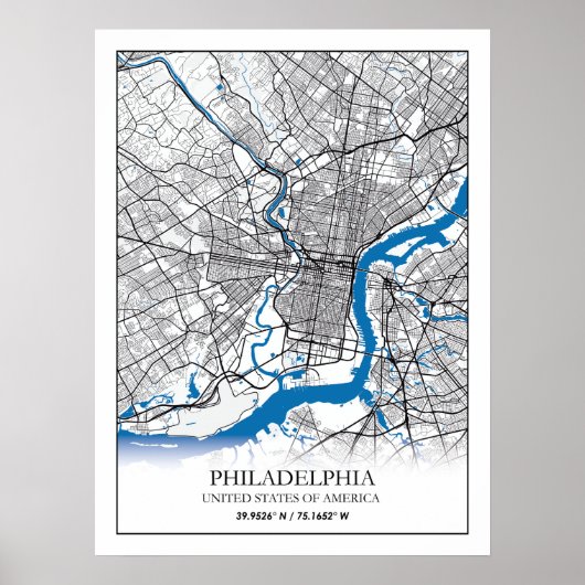 Philadelphia Pennsylvania USA Travel City Map Poster (Vorne)