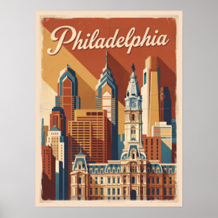 Philadelphia Pennsylvania Vintage Reise Poster