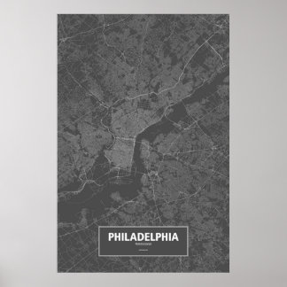 Philadelphia, Pennsylvania (weiß auf schwarz) Poster