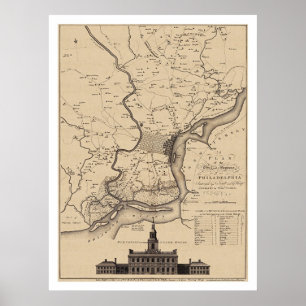 Philadelphia-Plan-Karte - 1777 Poster