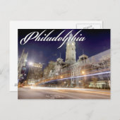 Philadelphia Post Card "City Hall at Night" Postkarte (Vorne/Hinten)