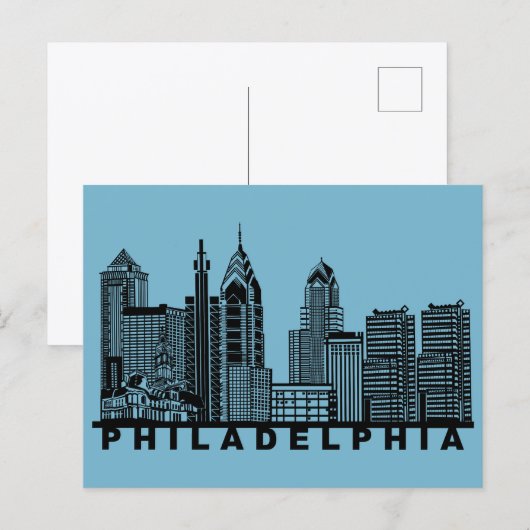 Philadelphia Postcard – Iconic Skyline Silhouette  Postkarte (Vorne/Hinten)