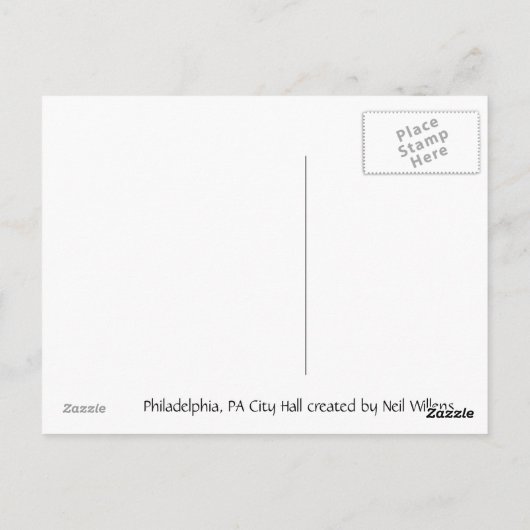 Philadelphia, Postkarte des Rathauses der PA (Rückseite)