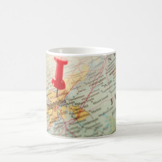 Philadelphia Pushpin Map Kaffeetasse (Mittel)