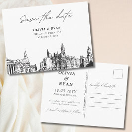 Philadelphia Save the Date Postcard Wedding Postkarte