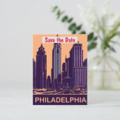 Philadelphia Save the Date Vintage Postkarte (Stehend Vorderseite)