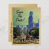 Philadelphia Save the Date Vintage Postkarten (Vorne/Hinten)