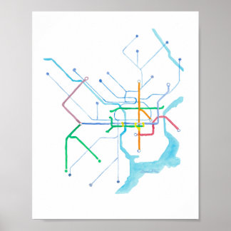 Philadelphia SEPTA-Karte Kunstprint Poster