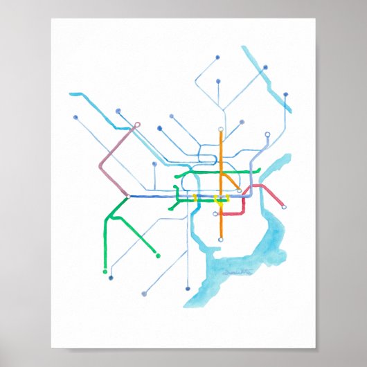 Philadelphia SEPTA-Karte Kunstprint Poster (Vorne)