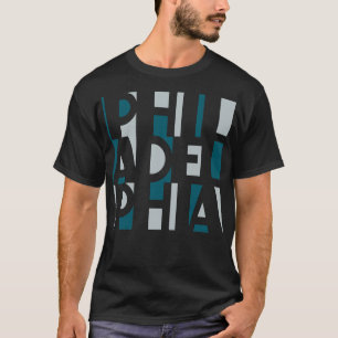 PHILADELPHIA SILVER MIDNIGHT GREEN WORD ART PHILLY T-Shirt