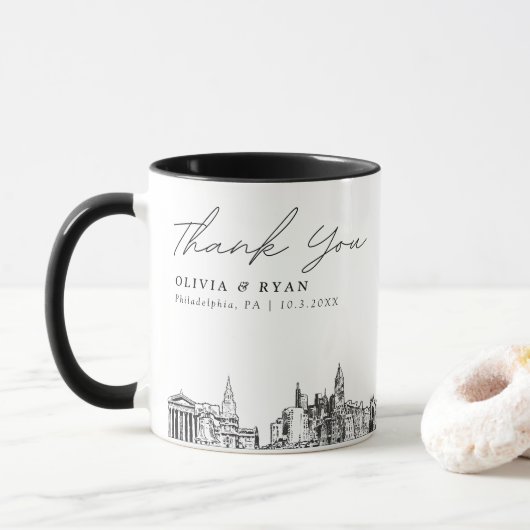 Philadelphia Simple Custom Wedding Coffee Tasse (Mit Donut)