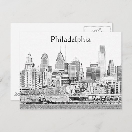 Philadelphia Sketch Postcard Postkarte (Vorne/Hinten)