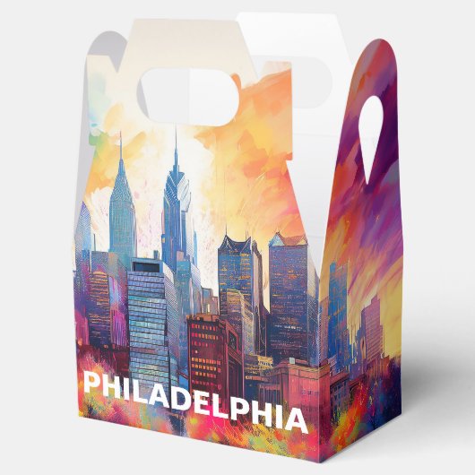 Philadelphia Skyline Abstrakt Art Geschenkschachtel (Geöffnet)