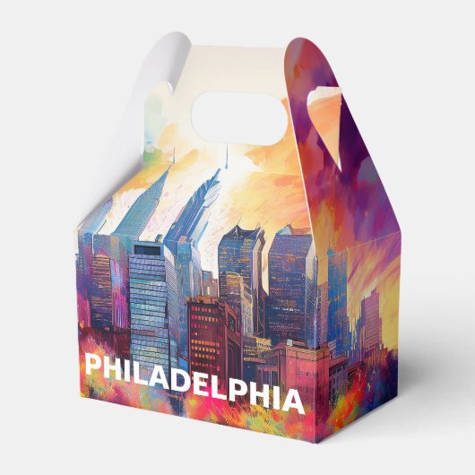 Philadelphia Skyline Abstrakt Art Geschenkschachtel (Vorderseite)