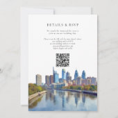 Philadelphia Skyline Aquarell QR-Code Hochzeit Einladung (Rückseite)