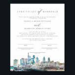 PHILADELPHIA-Skyline-Ehezertifikat Poster<br><div class="desc">Dieses Heiratszertifikat enthält ein Aquarellbild der Skyline Philadelphia. Editieren Sie einfach *most* und ändern Sie die Schriftart, um Ihre Zeremonie und den Stil des Paares zu erfüllen. Für die beste Qualität sollten Sie sicherstellen, dass Sie mattes Papier verwenden, sodass die Unterschrift nicht verschmutzt. Dieses Hochzeitszertifikat ist die perfekte Ergänzung zu...</div>
