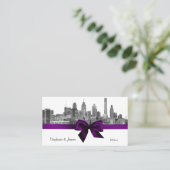 Philadelphia Skyline Etch BW Lila Escortkarten Platzkarte (Stehend Vorderseite)